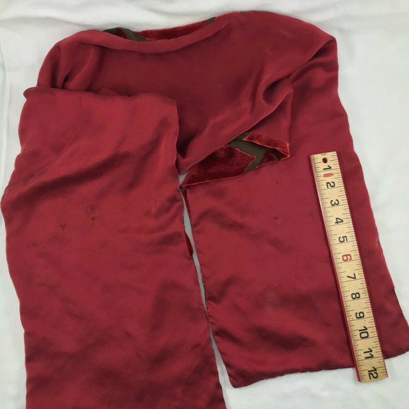 Burgundy Burnout Velvet Scarf with Silk Backing 10x59" Oblong Wrap Shawl - Picture 7 of 9